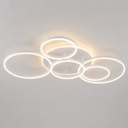 Plafonnier LED Nordique à Anneaux | Lustre Aluminium & Acrylique | 3 Couleurs