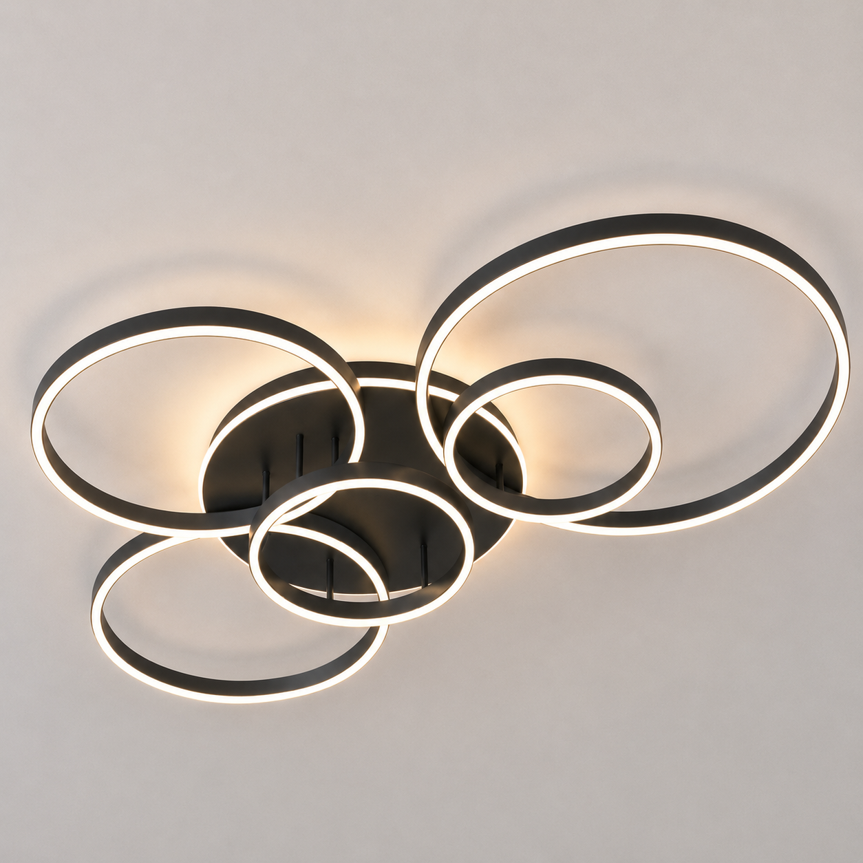 Plafonnier LED Nordique à Anneaux | Lustre Aluminium & Acrylique | 3 Couleurs