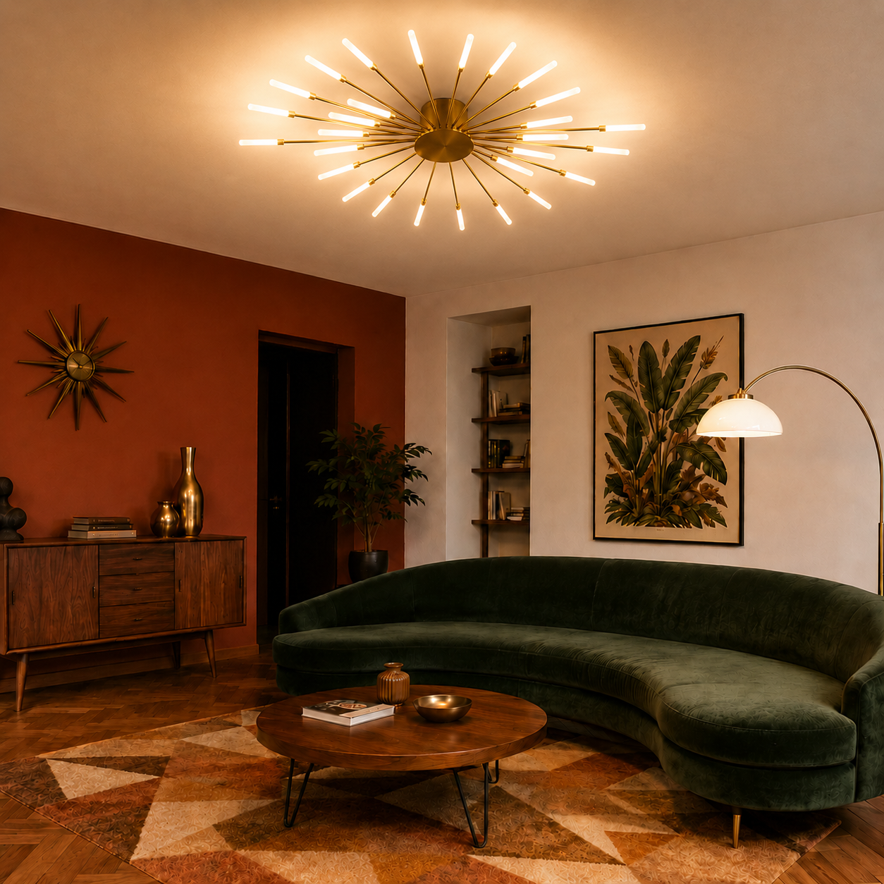 Lustre LED Feux d'Artifice Or | Plafonnier Moderne| Design Nordique