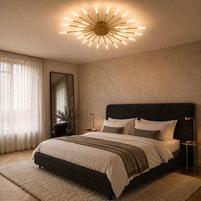Lustre LED Feux d'Artifice Or | Plafonnier Moderne| Design Nordique