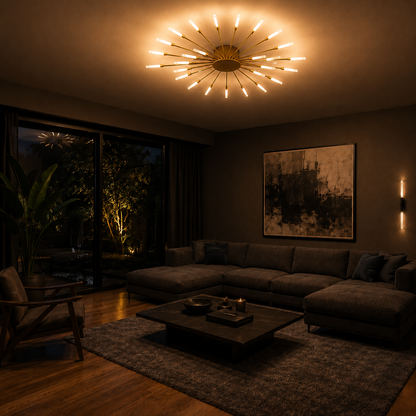 Lustre LED Feux d'Artifice Or | Plafonnier Moderne| Design Nordique