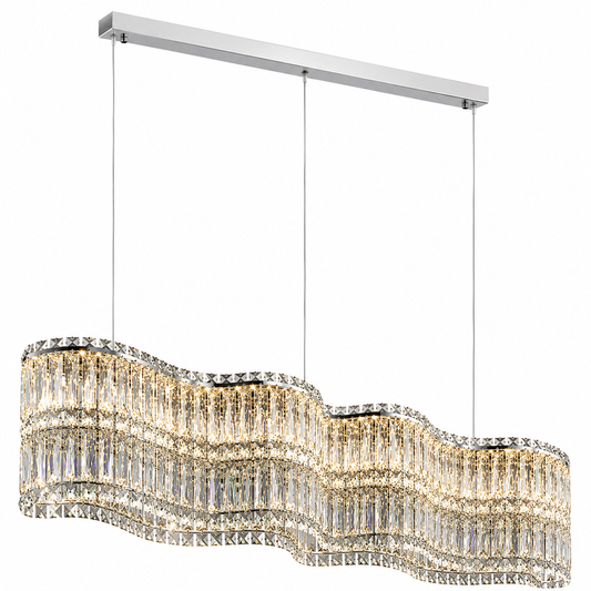 Lustre de Luxe en Cristal K9 | Plafonnier LED Moderne 3 Couleurs | Design L Or