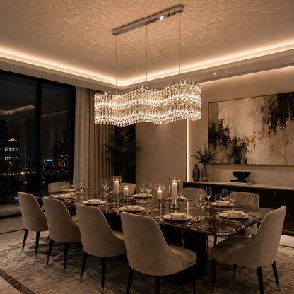 Lustre de Luxe en Cristal K9 | Plafonnier LED Moderne 3 Couleurs | Design L Or