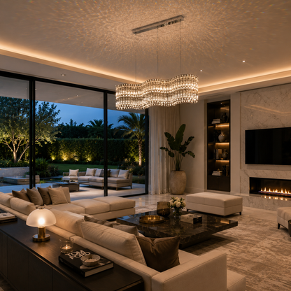 Lustre de Luxe en Cristal K9 | Plafonnier LED Moderne 3 Couleurs | Design L Or