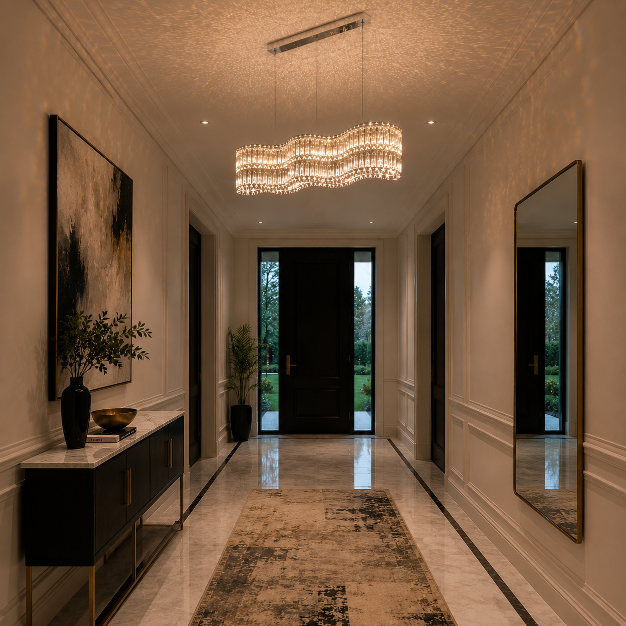 Lustre de Luxe en Cristal K9 | Plafonnier LED Moderne 3 Couleurs | Design L Or