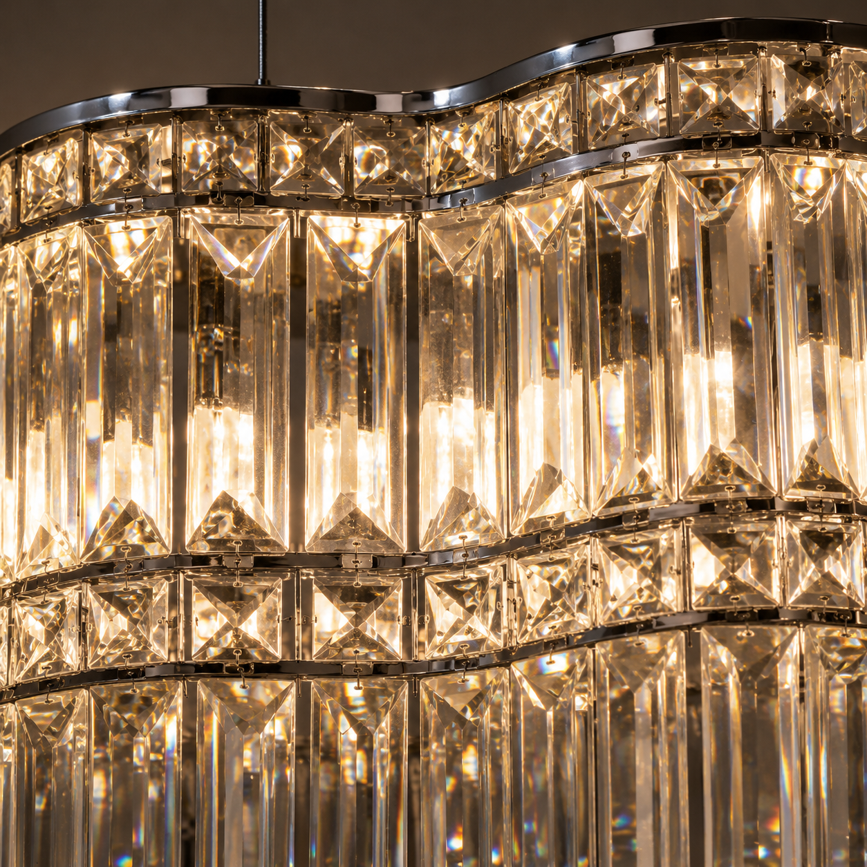 Lustre de Luxe en Cristal K9 | Plafonnier LED Moderne 3 Couleurs | Design L Or
