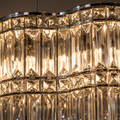 Lustre de Luxe en Cristal K9 | Plafonnier LED Moderne 3 Couleurs | Design L Or