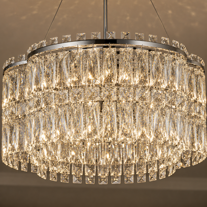 Lustre de Luxe en Cristal K9 | Plafonnier LED Moderne 3 Couleurs | Design D Or