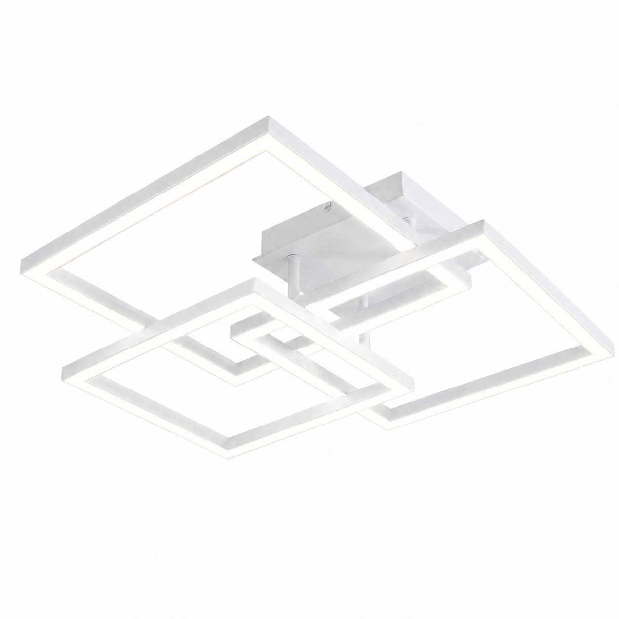 Plafonnier LED Carré Moderne Blanc | Lustre Aluminium 40W | Intensité Variable & Télécommande