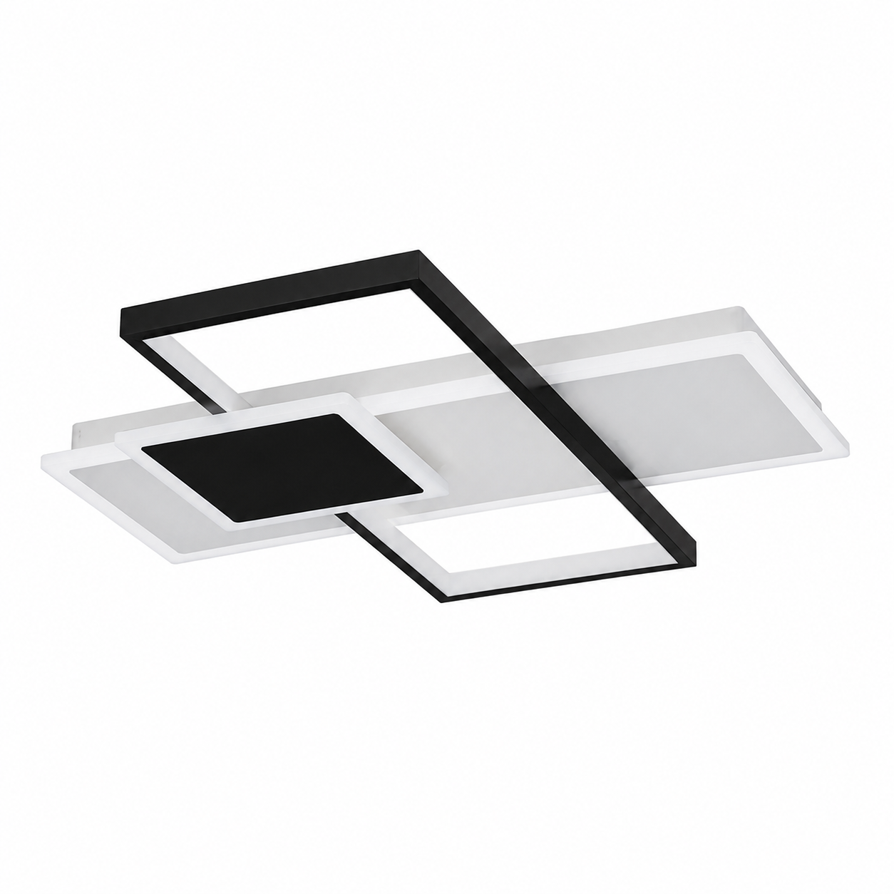 Plafonnier LED Géométrique Noir | Lustre Moderne 46W | Dimmable avec Télécommande
