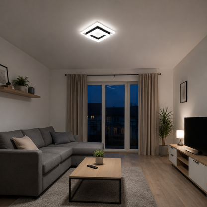 Plafonnier LED Carré Moderne | Luminaire Acrylique 24W | Blanc 6500K