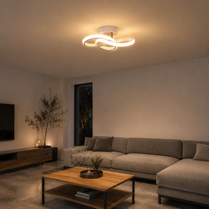 Plafonnier LED Anneaux Entrelacés | Luminaire Design Blanc 20W | 3 Températures