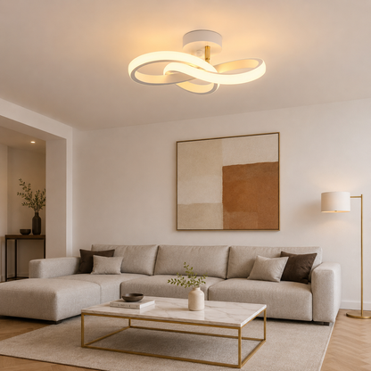 Plafonnier LED Anneaux Entrelacés | Luminaire Design Blanc 20W | 3 Températures
