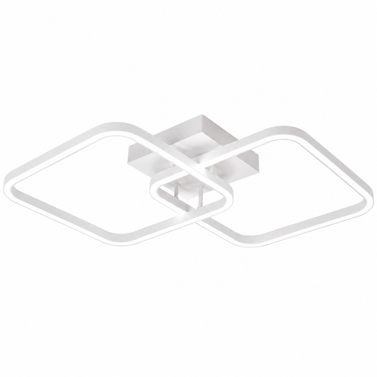 Plafonnier LED Géométrique Blanc | Lustre Moderne 50W | Dimmable avec Télécommande
