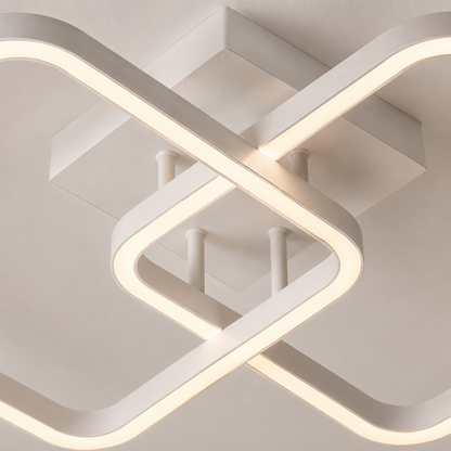 Plafonnier LED Géométrique Blanc | Lustre Moderne 50W | Dimmable avec Télécommande