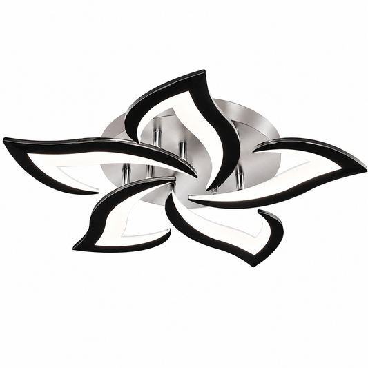 Plafonnier LED Moderne 5 Pétales | Luminaire Design Noir 60W | Blanc Froid 6500K