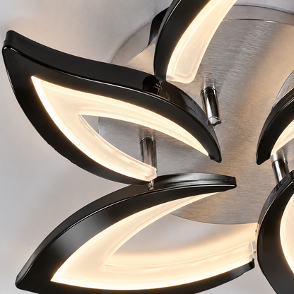 Plafonnier LED Moderne 5 Pétales | Luminaire Design Noir 60W | Blanc Froid 6500K