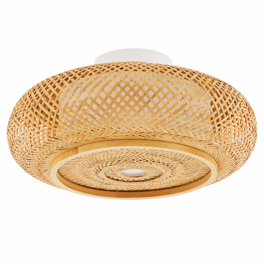 Plafonnier en Bambou Tissé Main | Luminaire Rotin Naturel | Design Boho Loft
