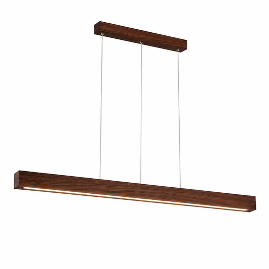 Suspension LED Bois Massif | Lustre Longue Bande Design | Luminaire Salle à Manger
