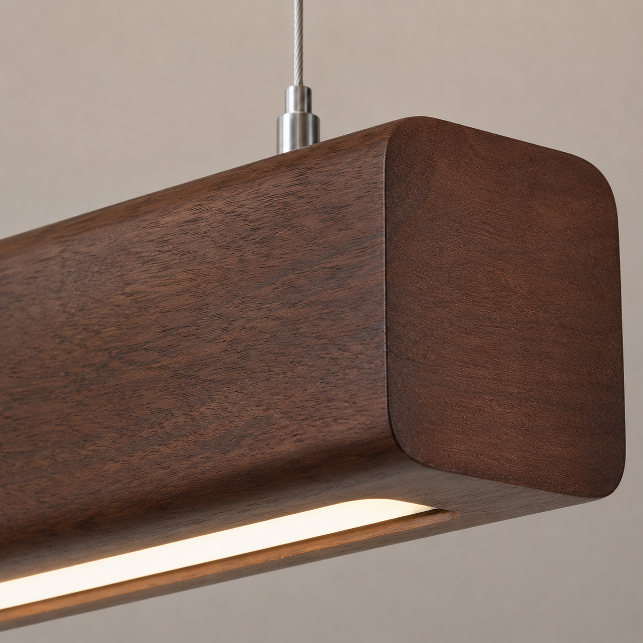 Suspension LED Bois Massif | Lustre Longue Bande Design | Luminaire Salle à Manger